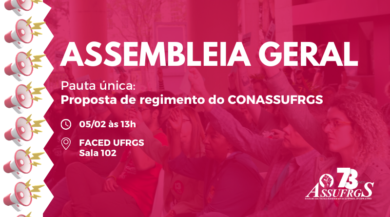 ASSUFRGS realiza Assembleia Geral no próximo dia 05 de fevereiro